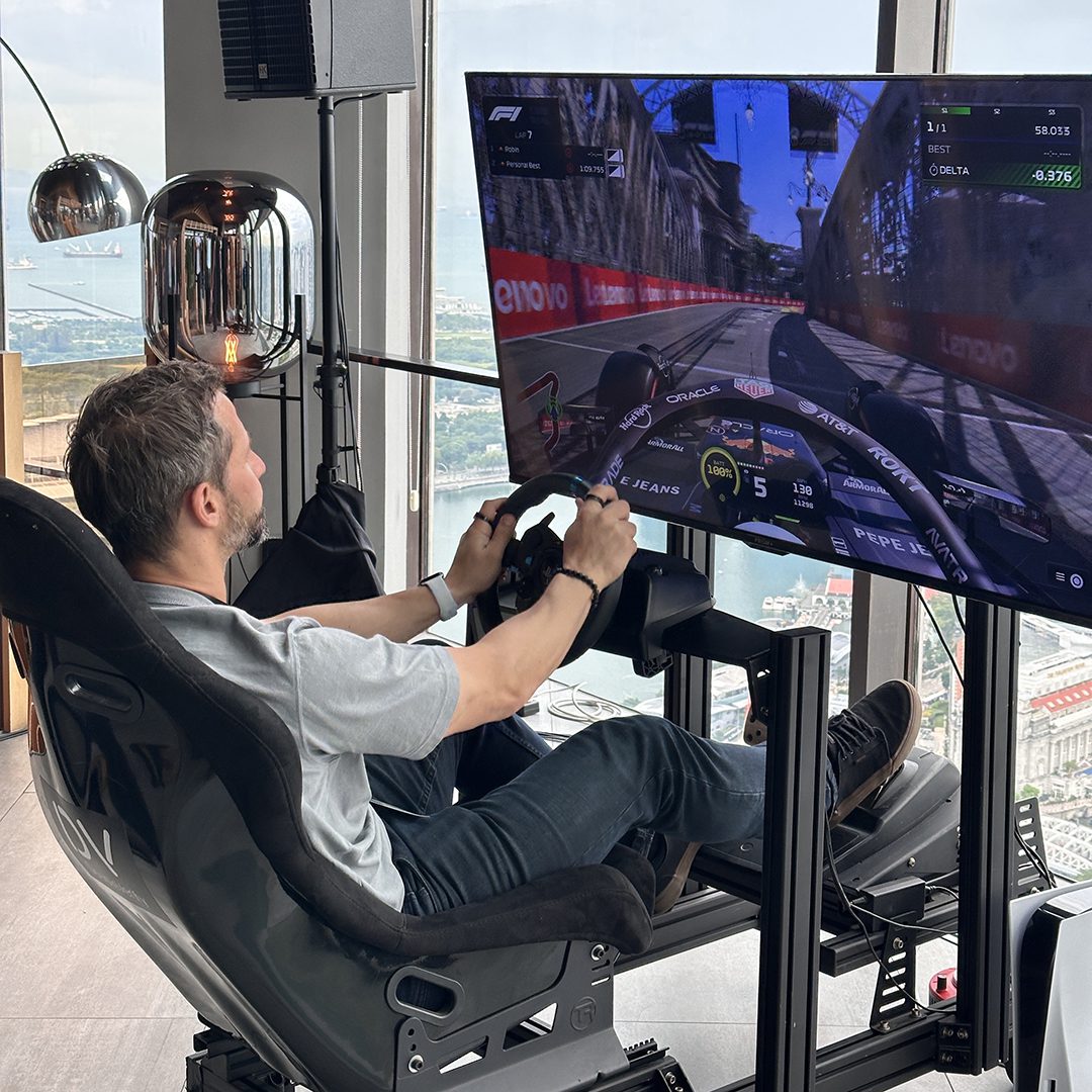 F1 simulator at Double Verify F1 Viewing Event